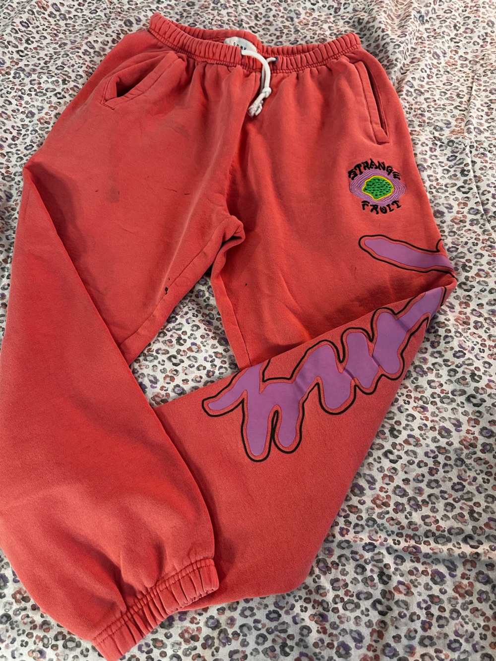 Coral Pink Graphic Track Joggers